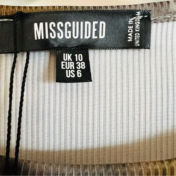 Missguided Tie Dye Long Sleeve Mini Dress Gray Brown Tan 6 NWT - Picture 3 of 6
